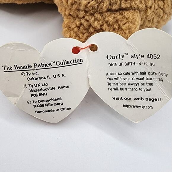 1993/1996 Original TY Beanie Baby Curly Brown Bear, The Beanie Babies Collection - Picture 7 of 11
